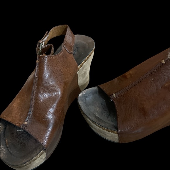 Brown Pierre Dumas cork slide on wedges 6.5 so comfy & cute - Picture 2 of 4